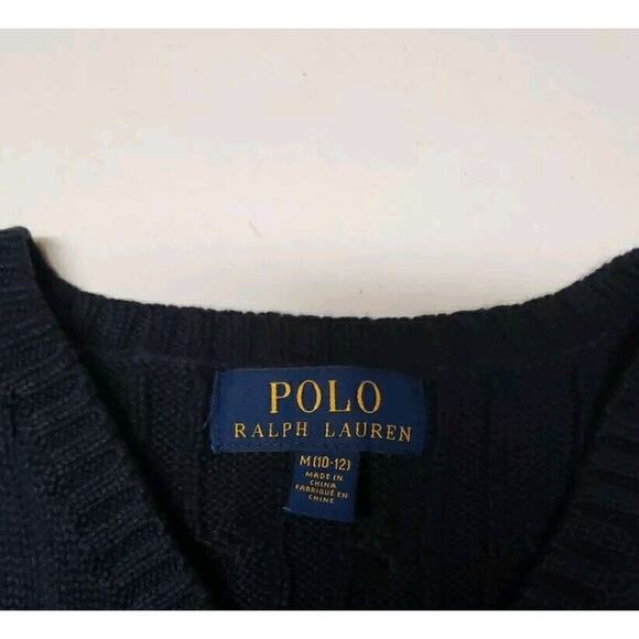 Polo Ralph Lauren Youth Sweater Vest Cable Knit Pony Logo Embroidered M (10-12) - Picture 3 of 7